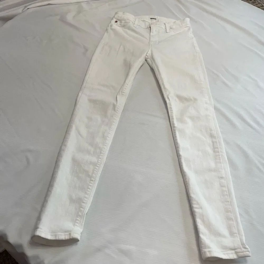Hudson Nick Super Skinny Midrise White Skinny Denim Jeans Size 27